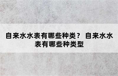 自来水水表有哪些种类？ 自来水水表有哪些种类型